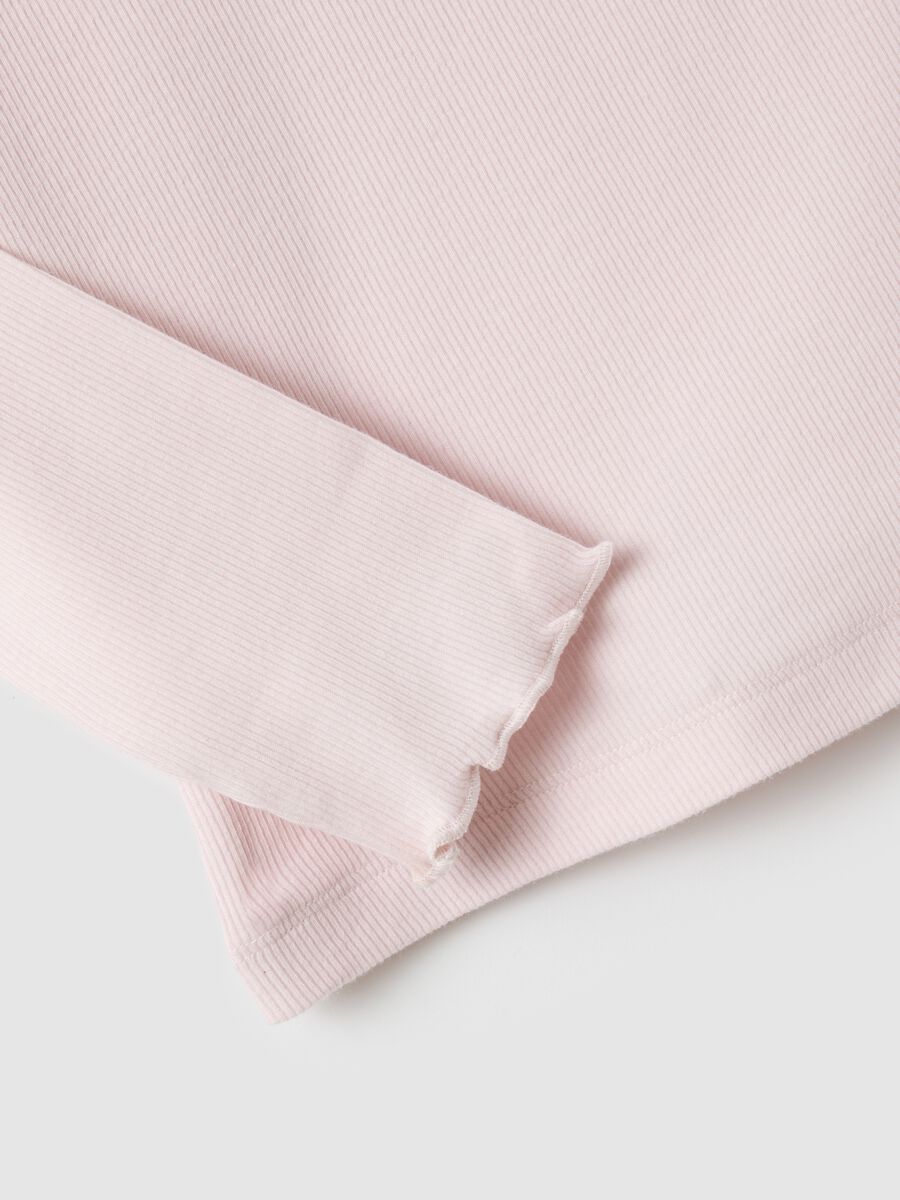 Pink crew neck long sleeve top in regular fit cotton blend_5