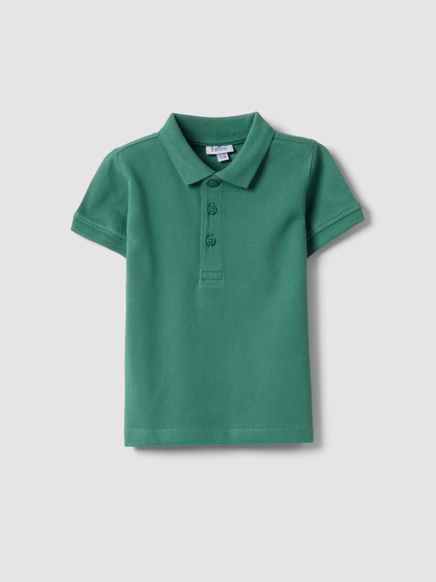 Polo in puro cotone organico verde da bimbo regular fit_0