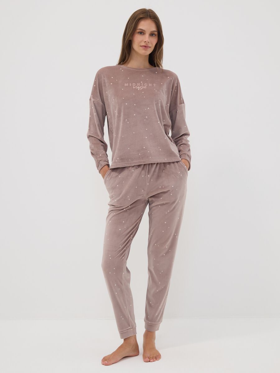 Brown star-print stretch pyjama trousers_0