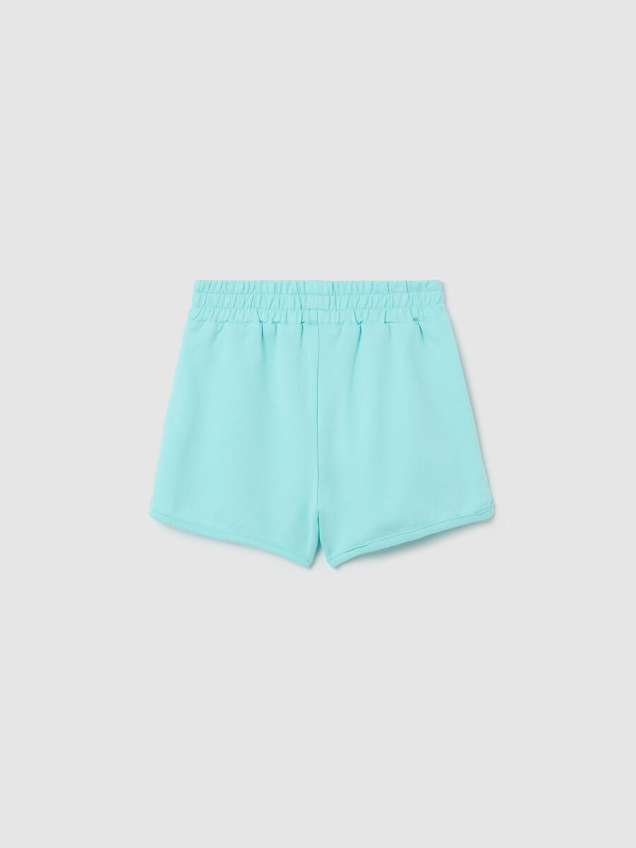 Light blue French terry shorts with print_1