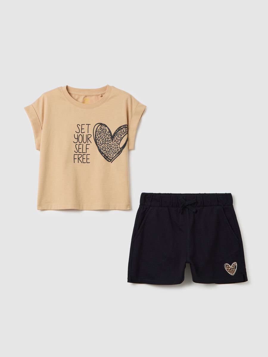 Girls' beige pure cotton set with regular fit_3