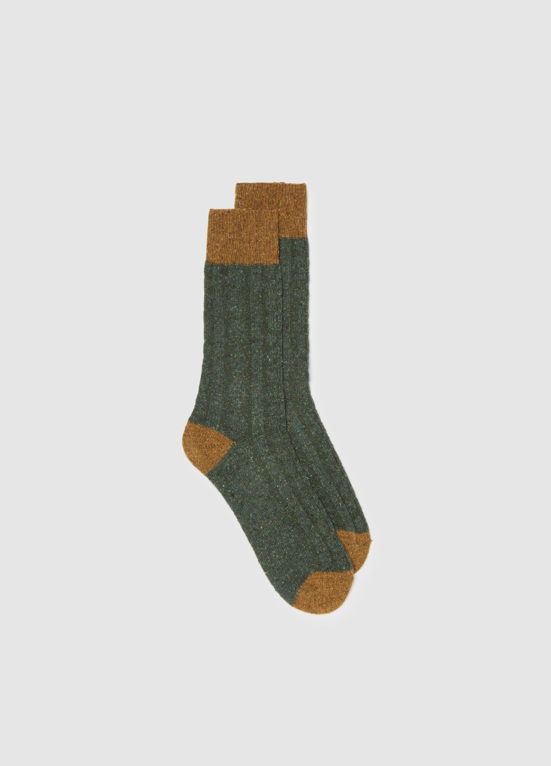 Short multicolour wool and silk blend socks