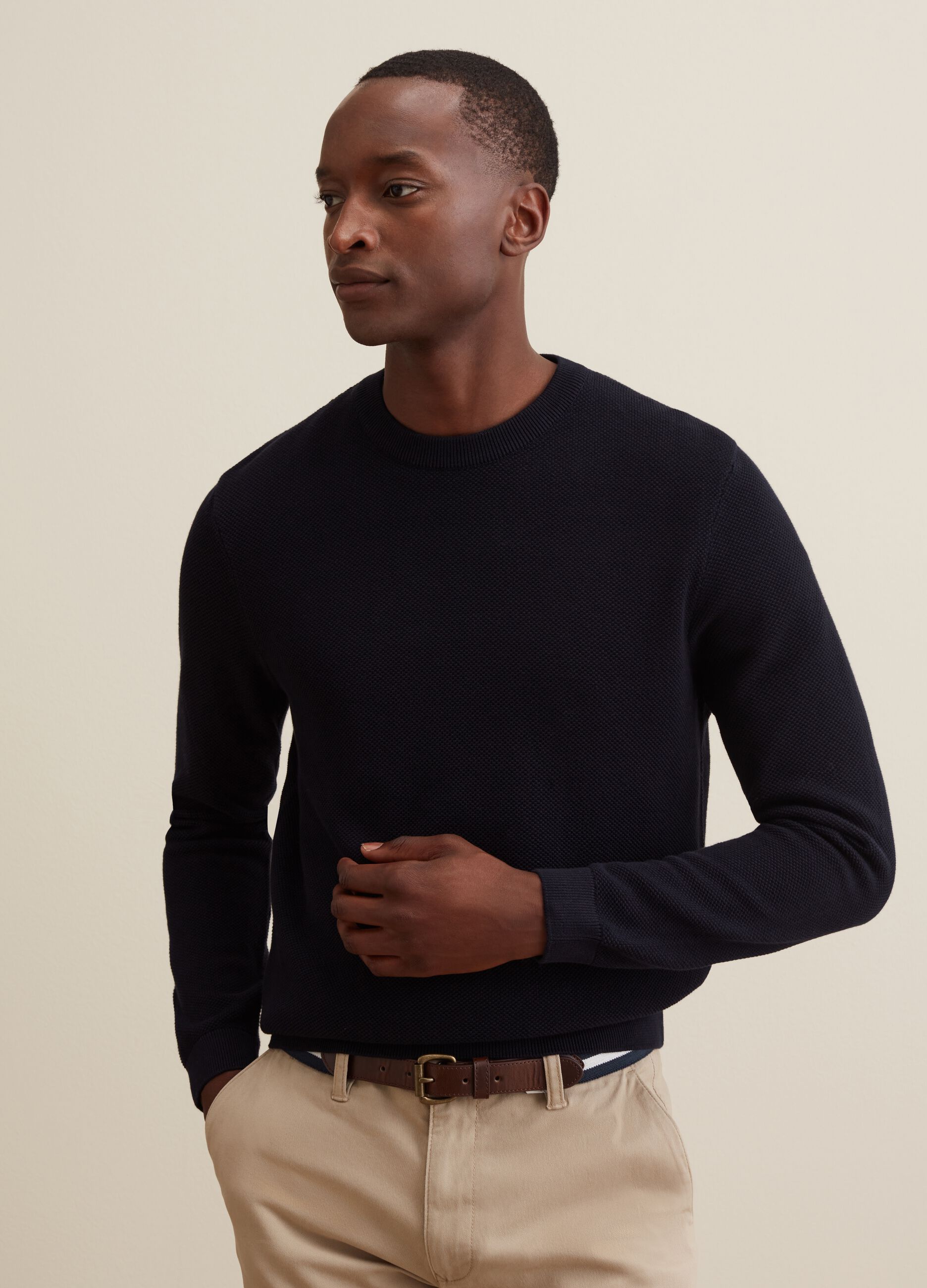 Pullover in piquet con scollo rotondo_0