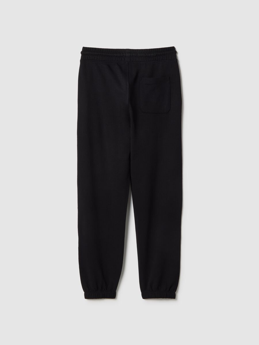 Pantaloni jogger in puro cotone nero da ragazzo regular fit_4