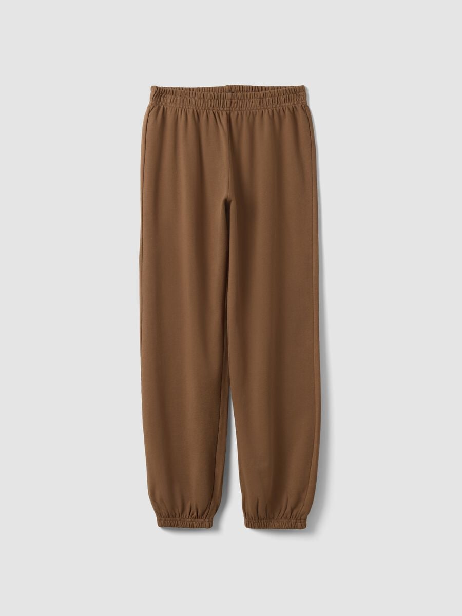 Pantaloni jogger marroni in misto cotone organico e viscosa per ragazza_3