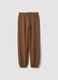 Brown jogger trousers in organic cotton and viscose blend for girls_3
