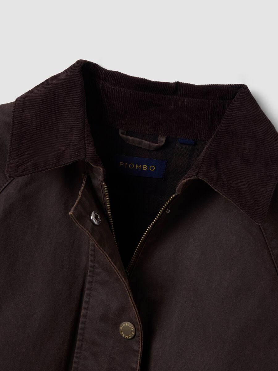 Brown cotton-blend parka with velvet collar_5
