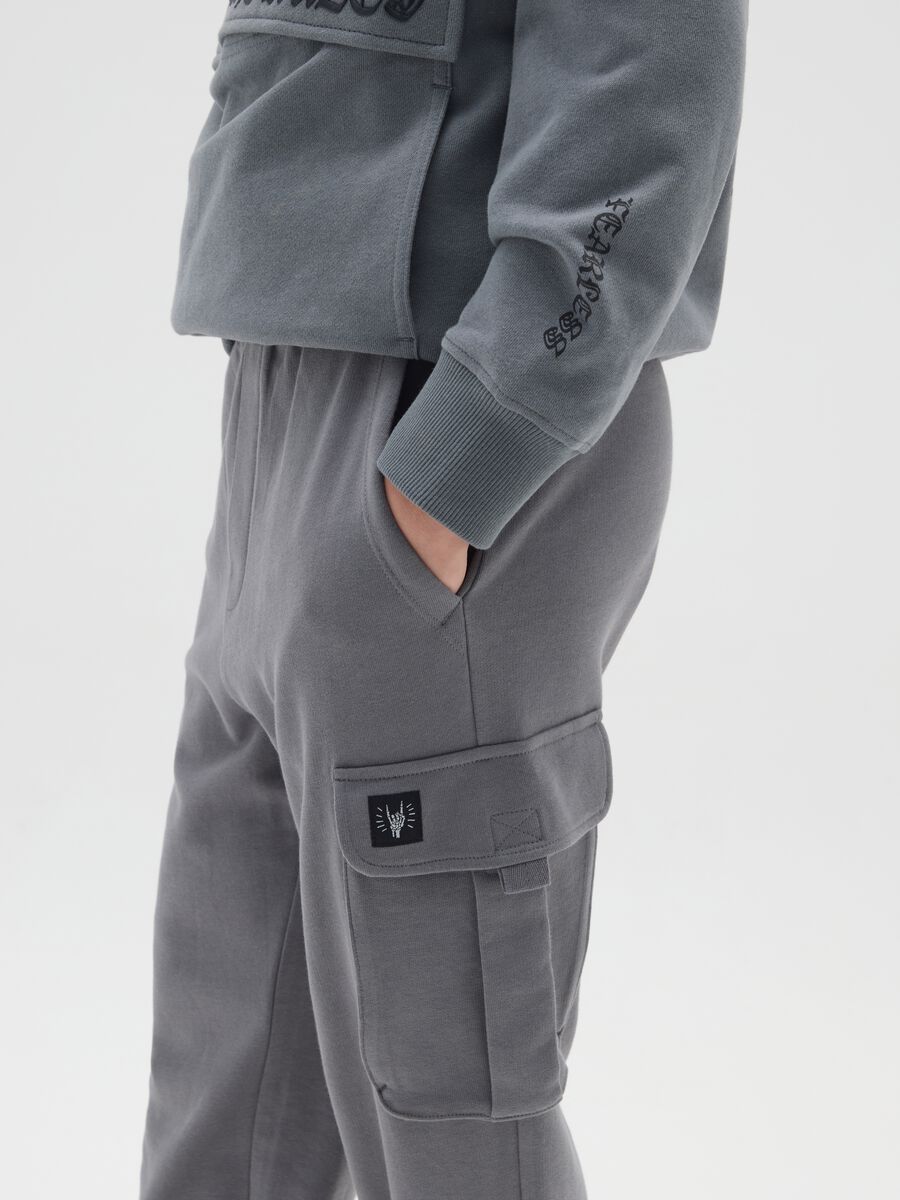 Jogger da ragazzo in puro cotone nero regular fit_2