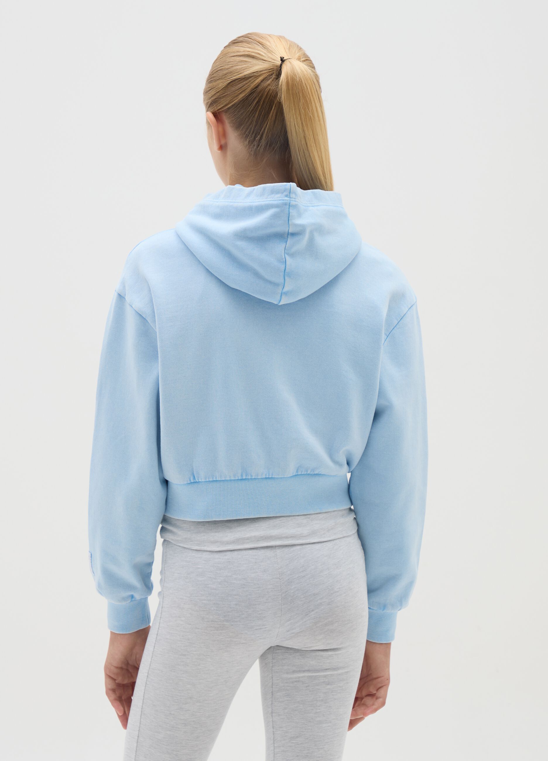 Girls' Cotton Blend Blue Sweatshirt Relaxed Fit