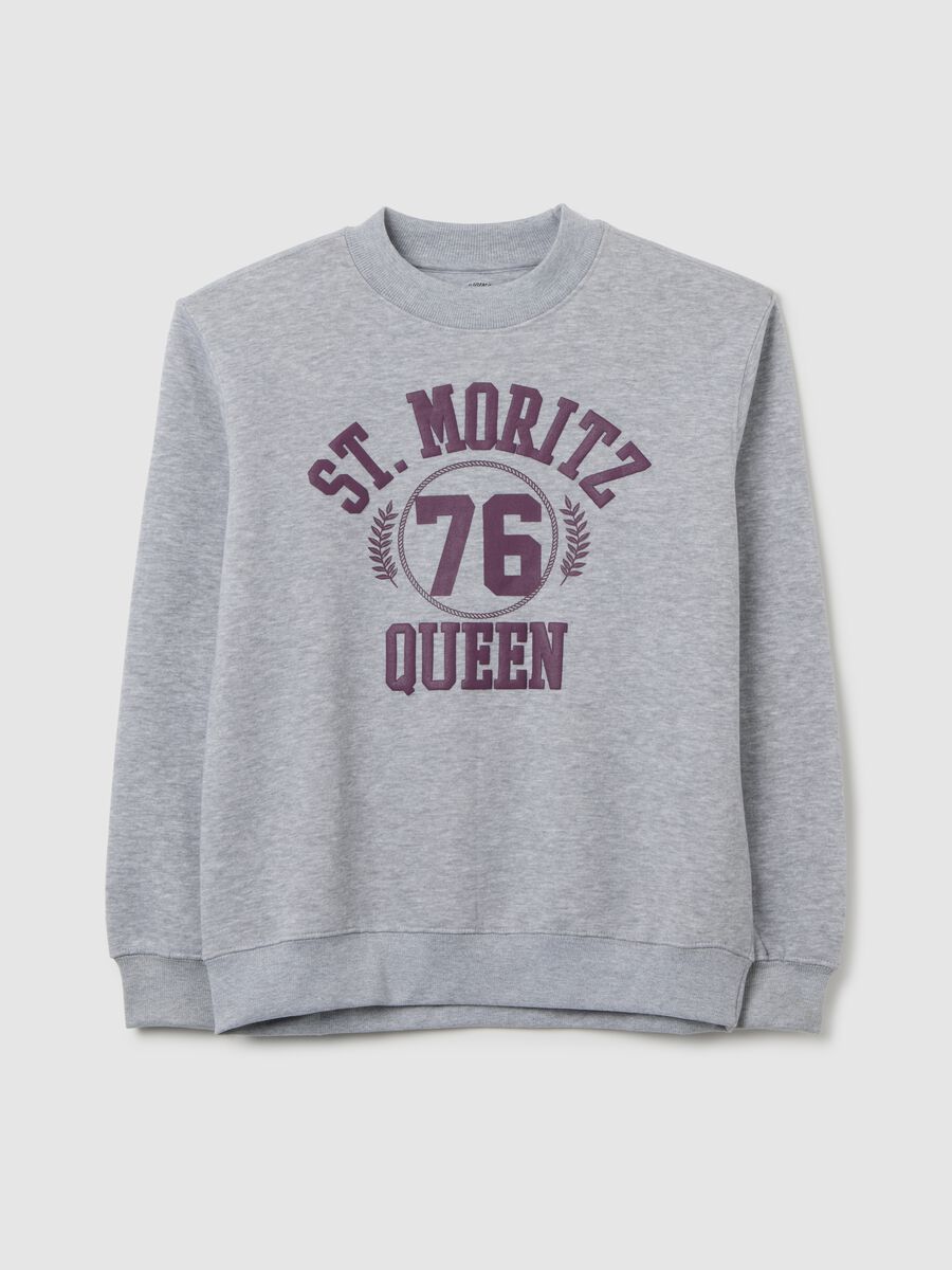 Grey cotton blend sweatshirt with regular fit and crew neck_4