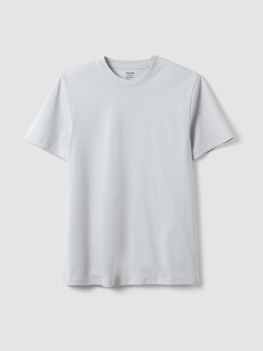 Grey short-sleeve pure cotton t-shirt regular fit_0