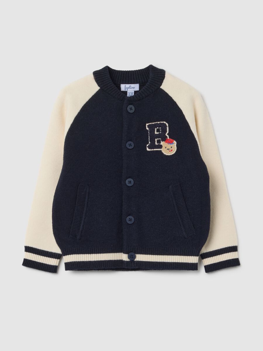 Children's cardigan in blue and cream blend regular fit_0