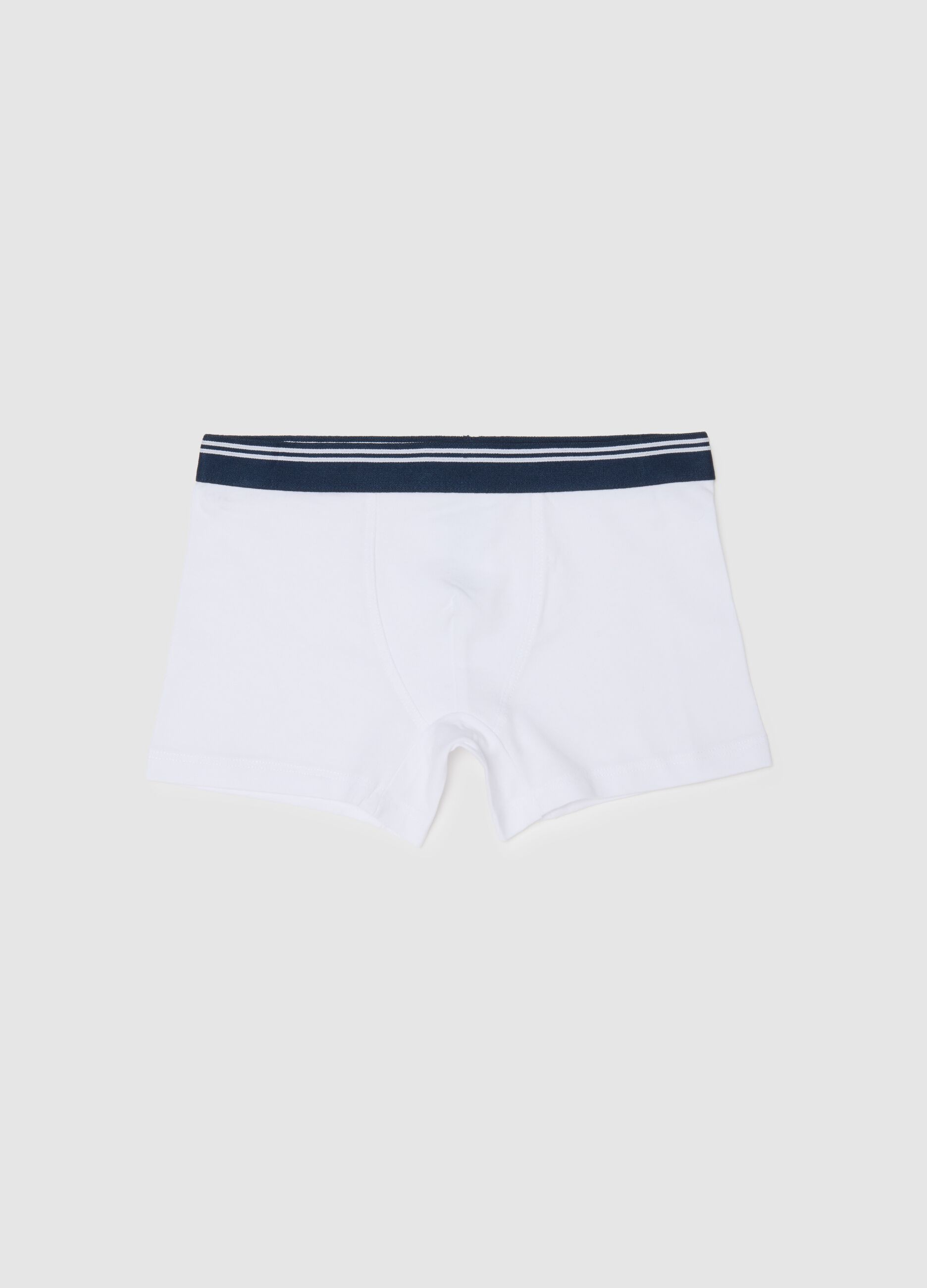 White Boys' Stretch Cotton Boxer Shorts, Regular Fit