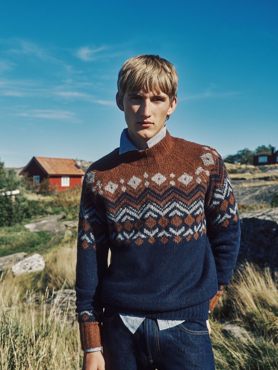 Multicolour regular fit jumper with jacquard pattern_0