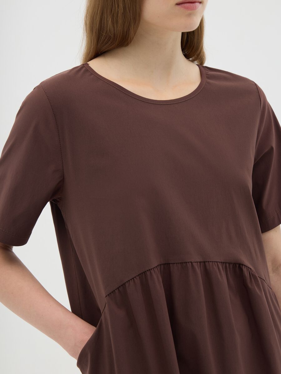 Brown viscose-blend women's dress with regular fit_2