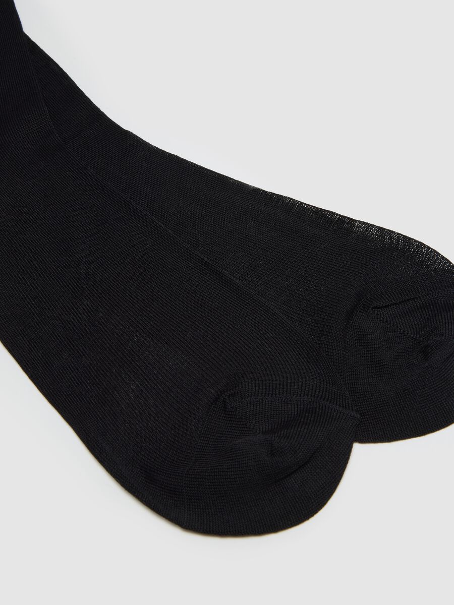 Pack of three long blue cotton socks_1