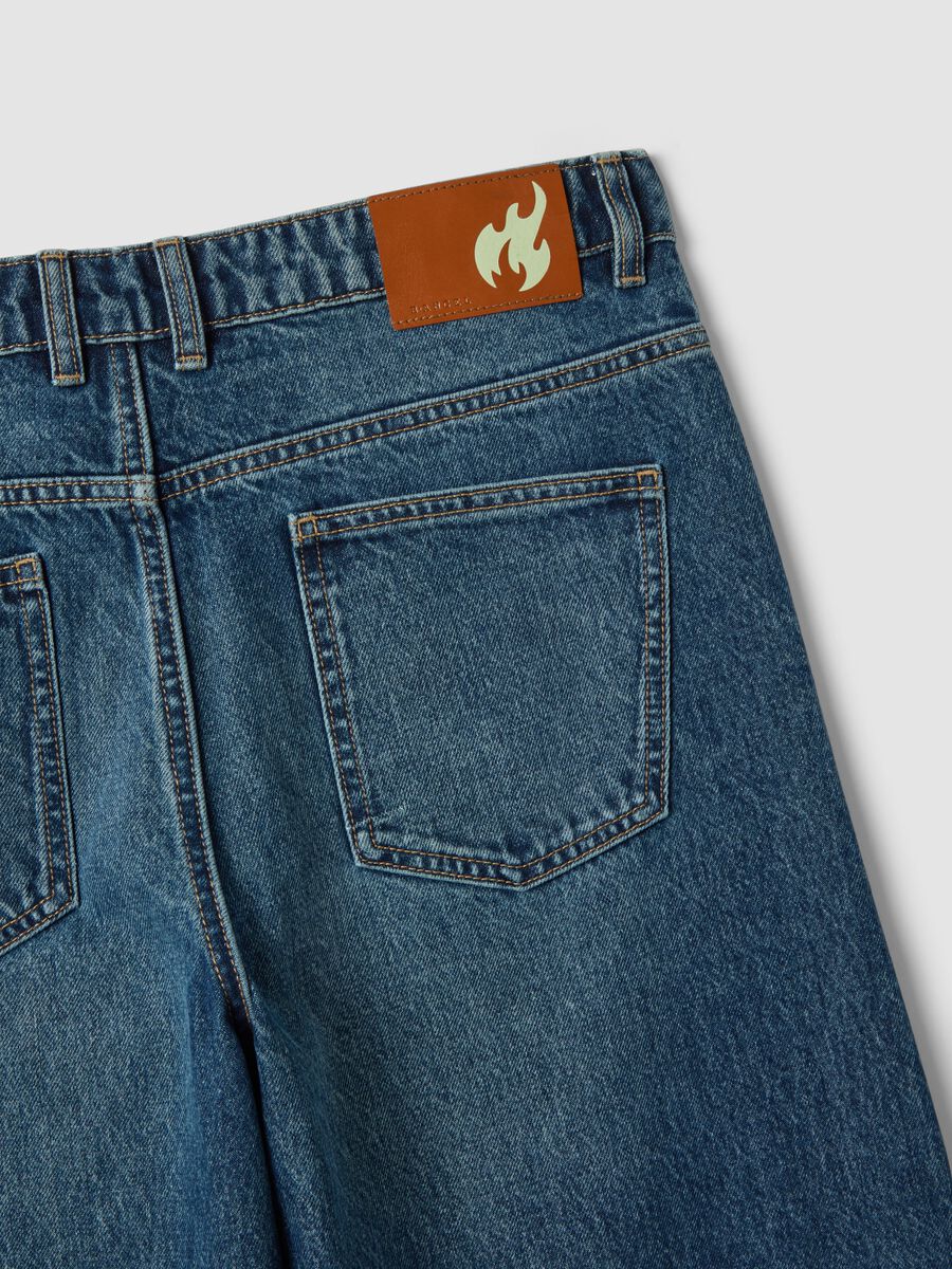 Jeans denim blu barrel in puro cotone_1