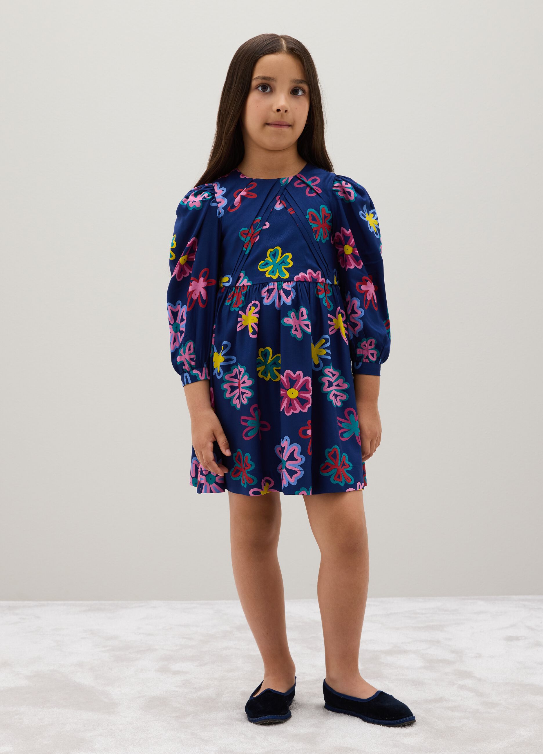 Girls' dress in pure multicolour viscose regular fit