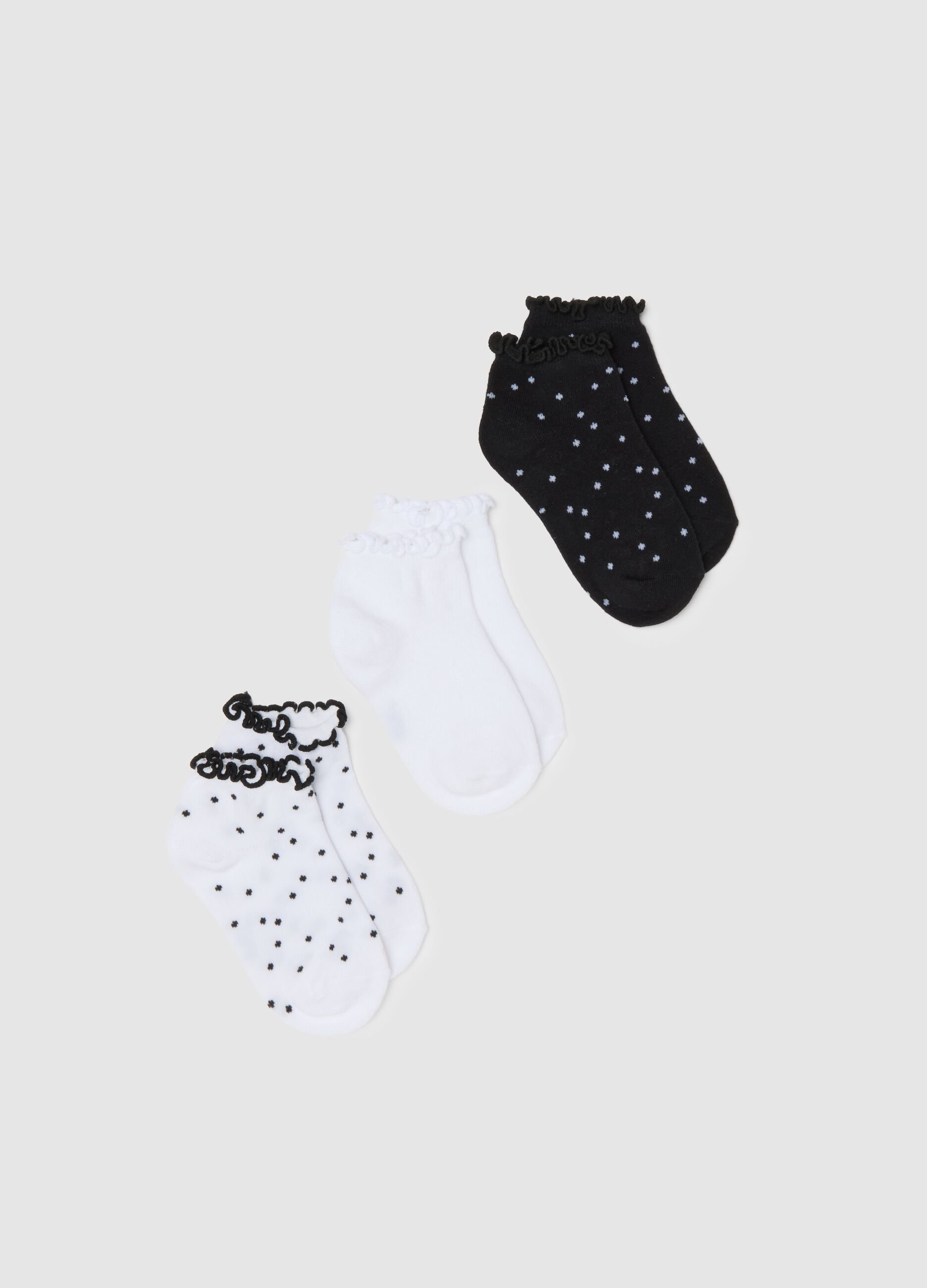 Girls' Multicolour Cotton Blend Ankle Socks Tripack