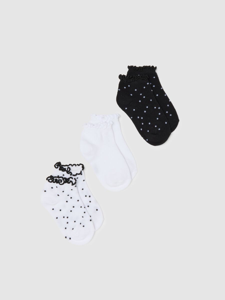 Girls' Multicolour Cotton Blend Ankle Socks Tripack_0