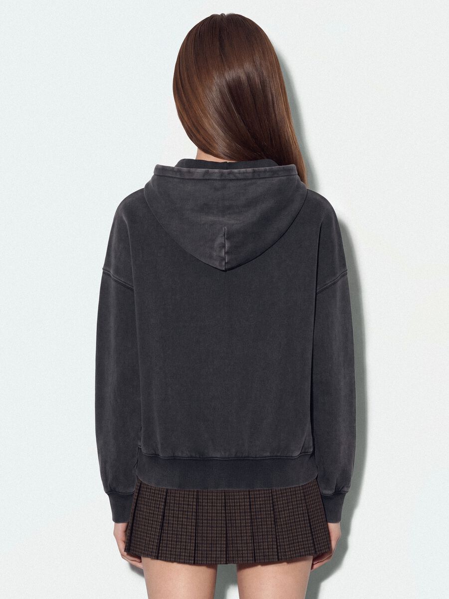 Black cotton-blend hooded sweatshirt with crew neck_2