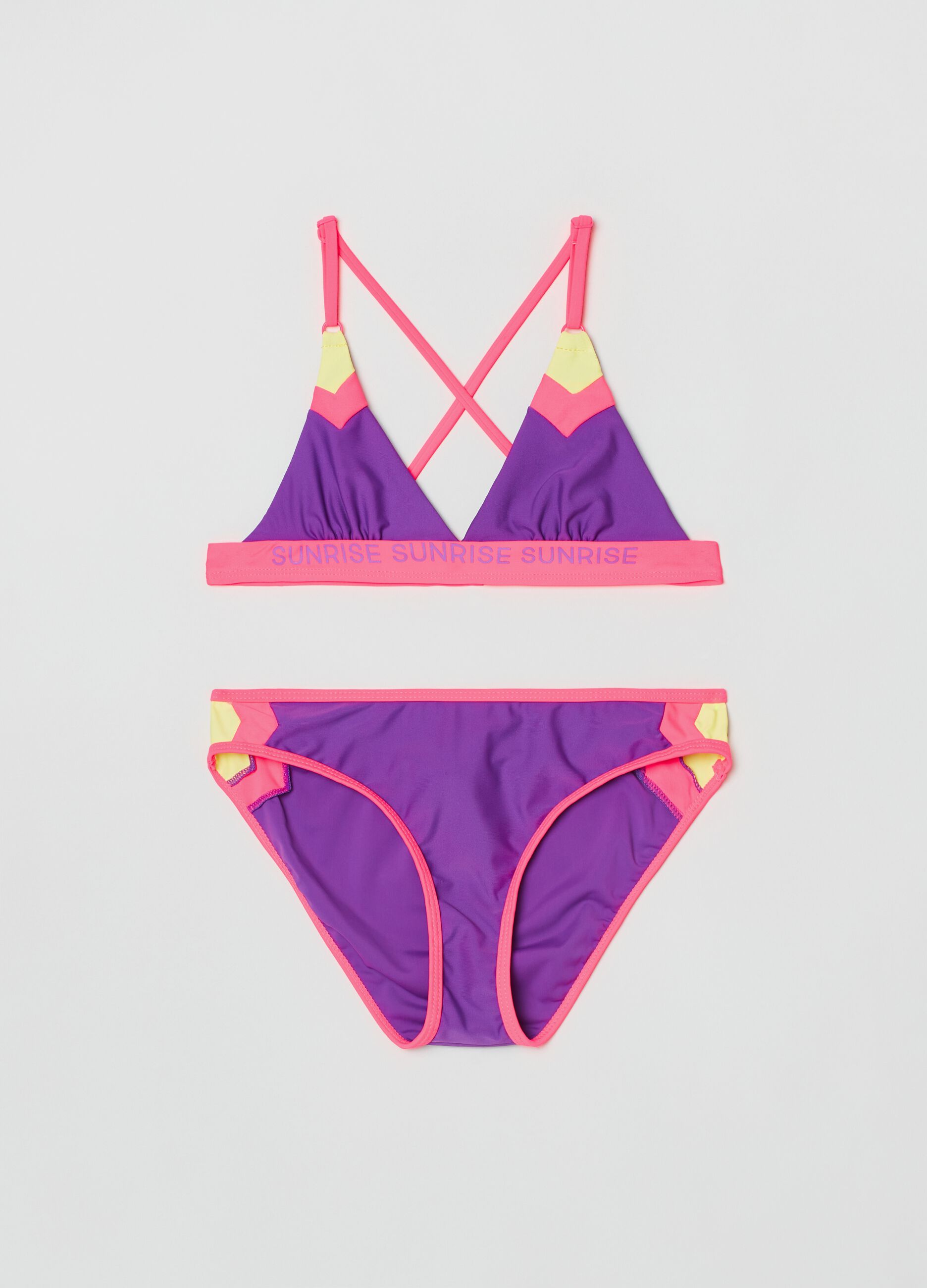 Bikini multicolor con stampa lettering_0