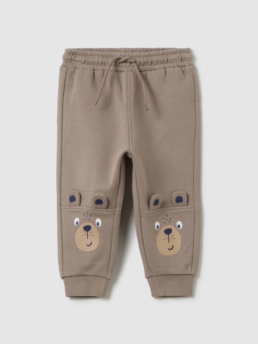Pantaloni da neonato in puro cotone grigio regular fit_0