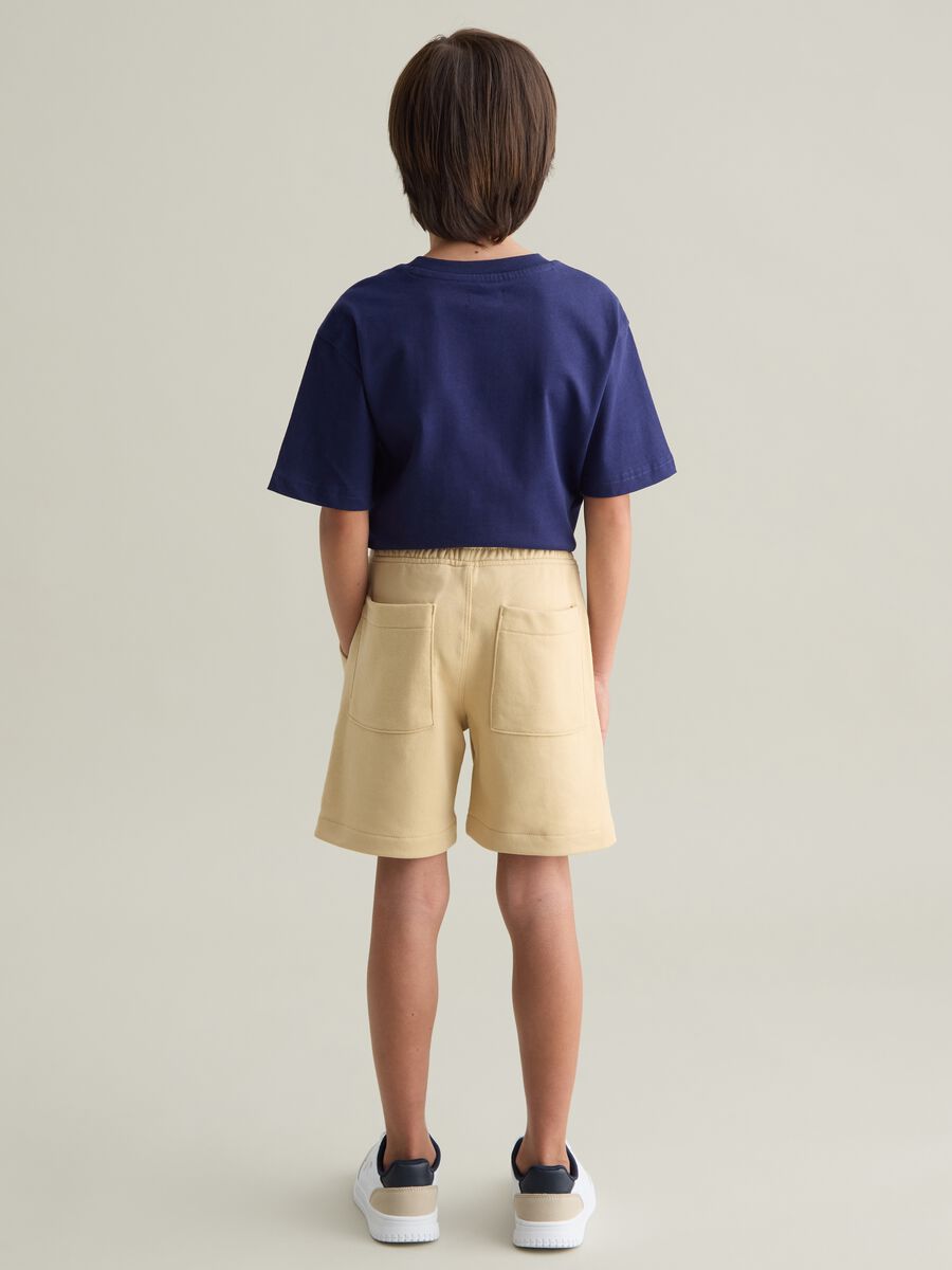Beige cargo shorts in French terry_2
