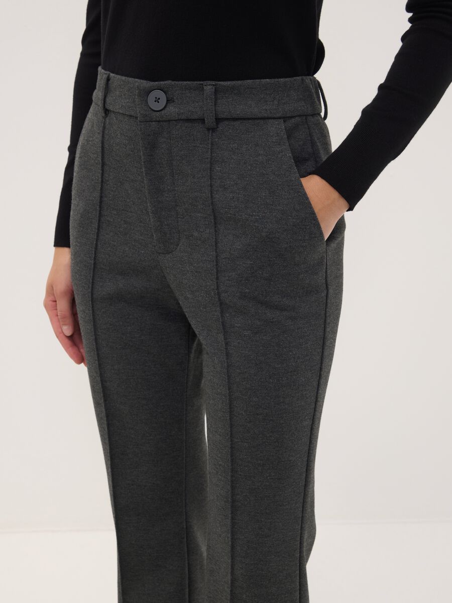Pantaloni grigi in viscosa elasticizzata straight fit_3