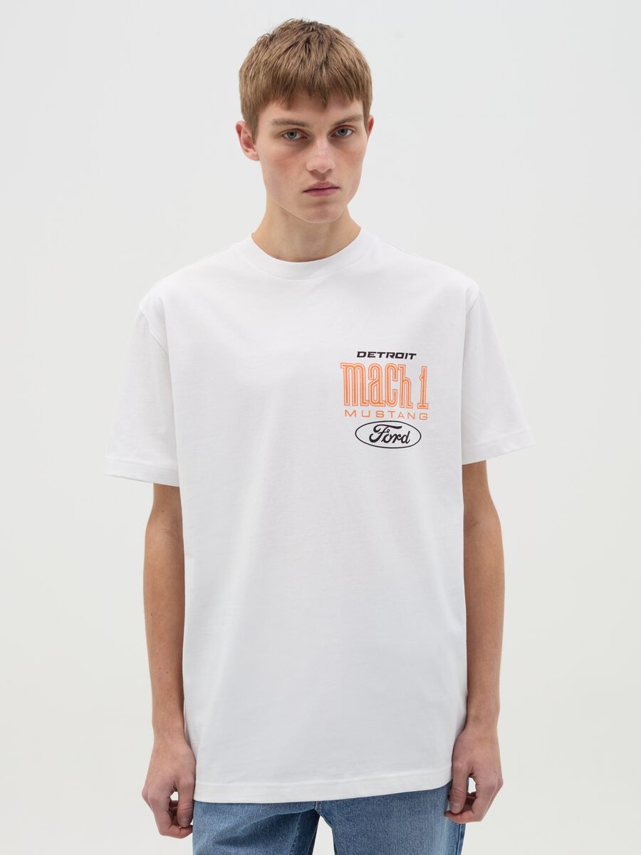 Cotton T-shirt with "Mach 1 Ford Mustang" print_0