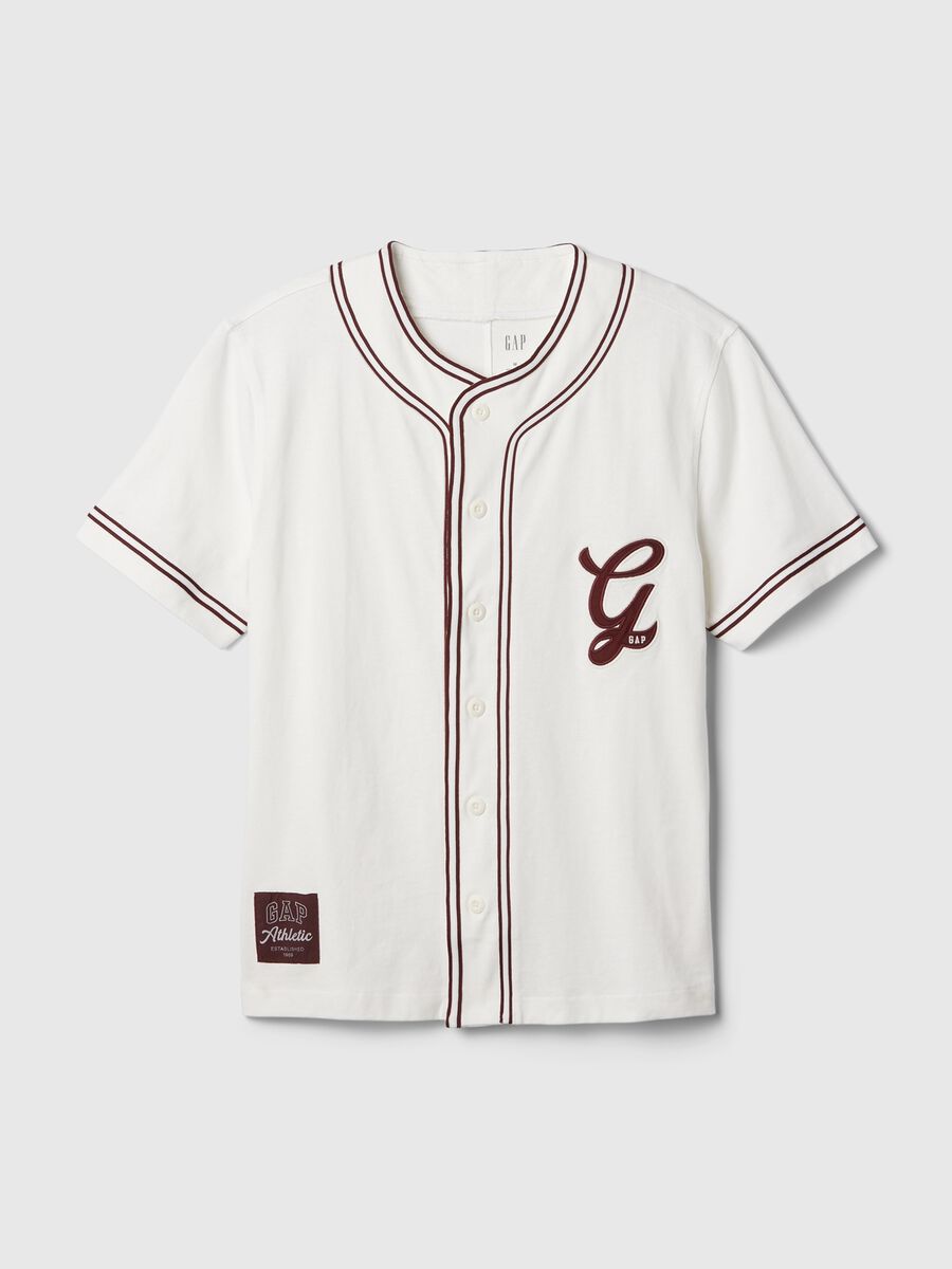T-shirt da baseball in cotone con ricamo logo_3