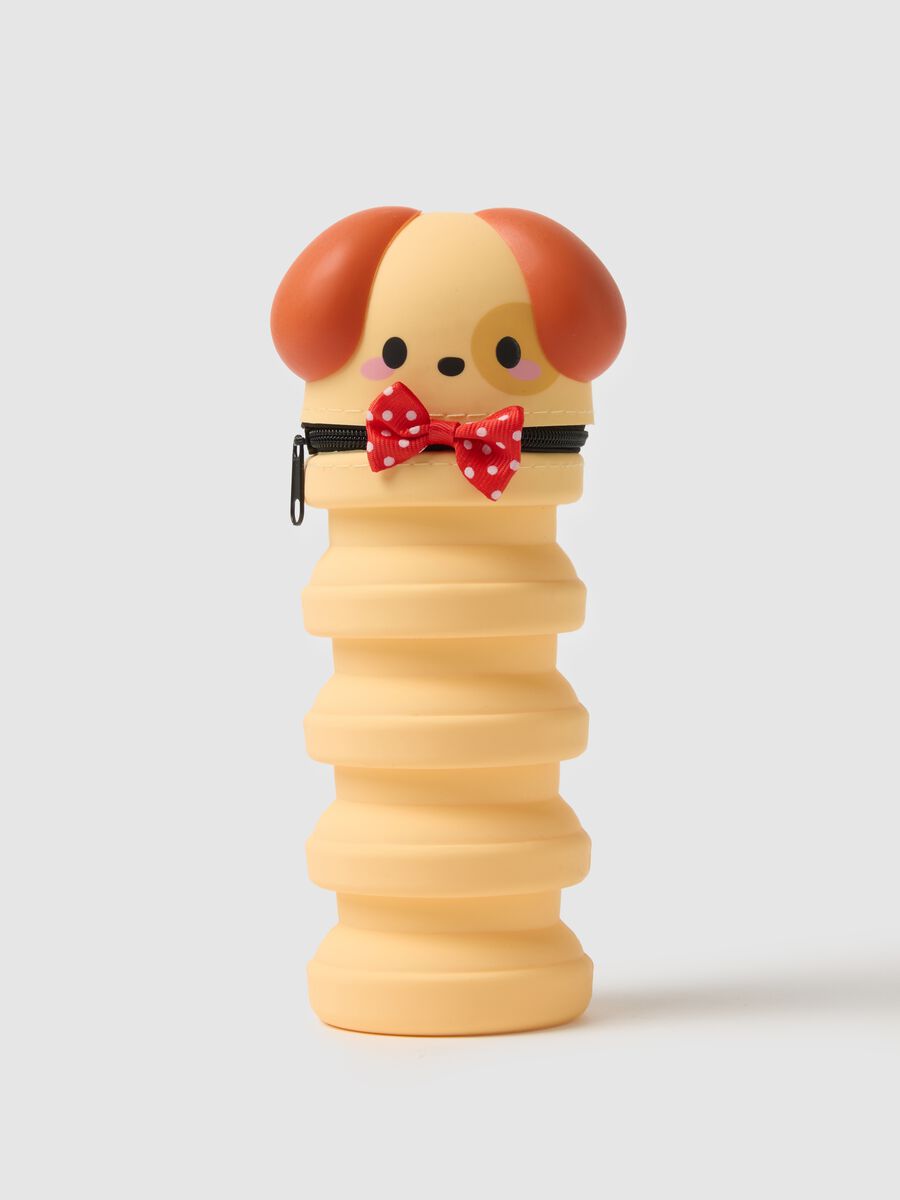 Orange silicone dog-shaped accessories holder for girls_1