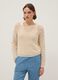 Beige pure cotton jumper regular fit with perforated design_0
