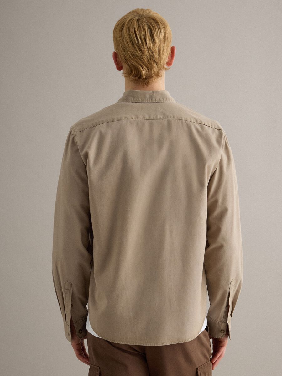 Beige oversized long sleeve shirt in Lyocell and cotton_2