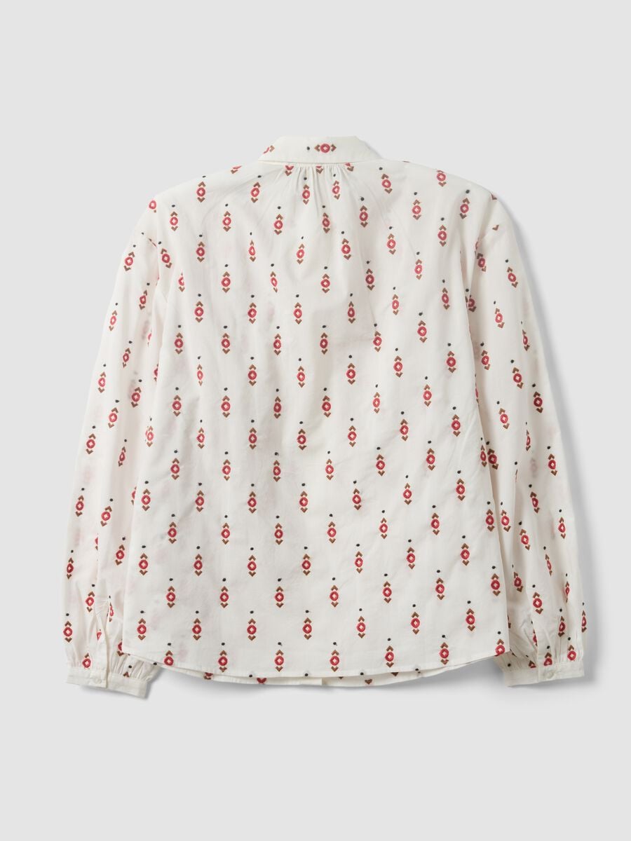 White pure cotton embroidered-pattern shirt, regular fit_1