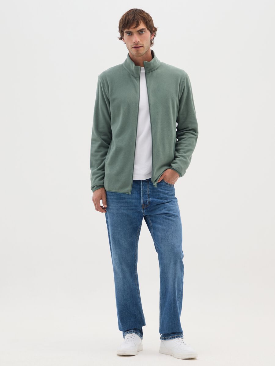 Felpa in pile verde regular fit_1