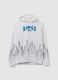 White Cotton Blend Hoodie with Flames_4