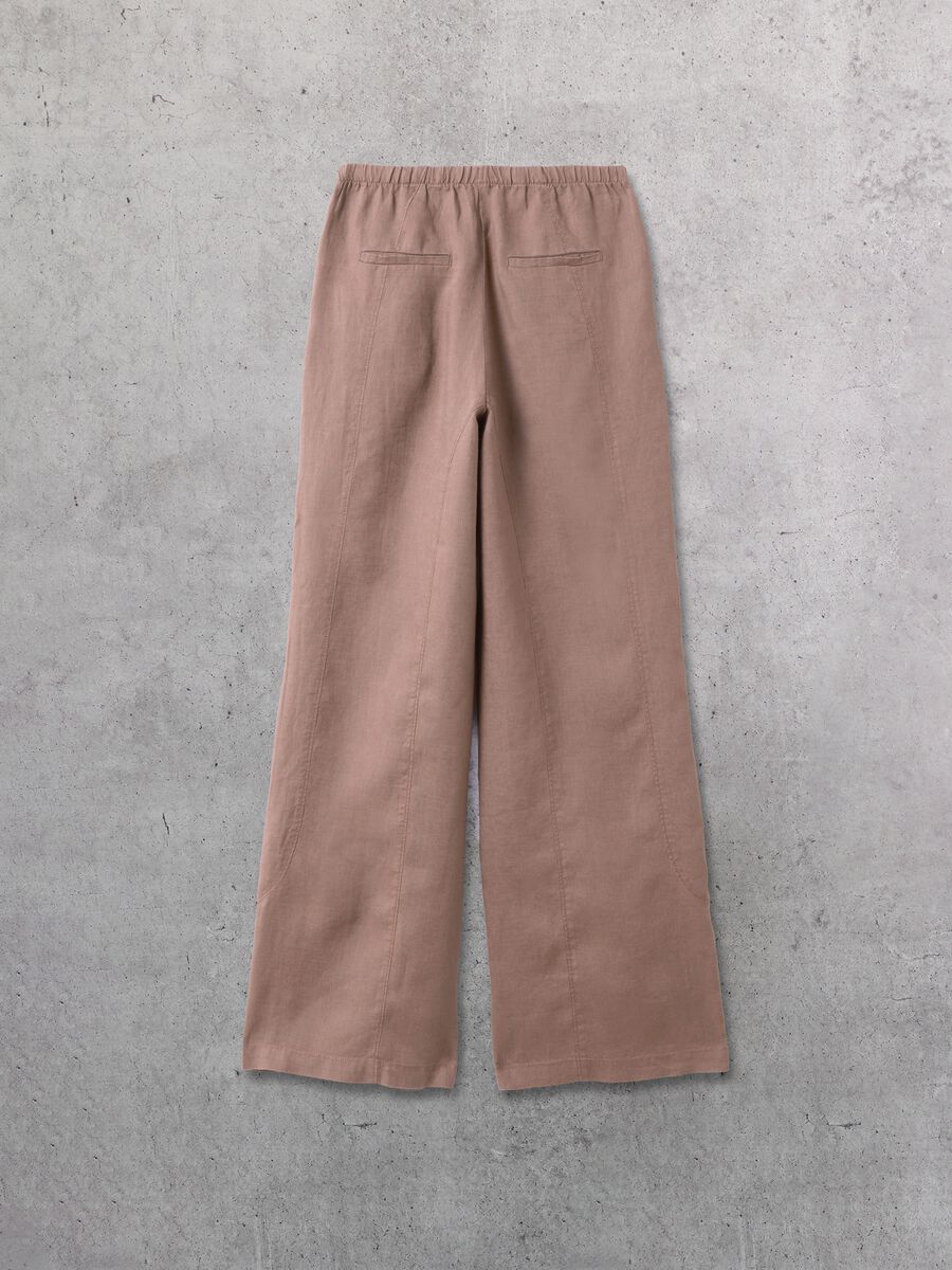 100% Linen Wide-Leg Trousers in Mocha_6