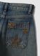 Blue denim balloon-fit pure cotton jeans with star embroidery for girls_3