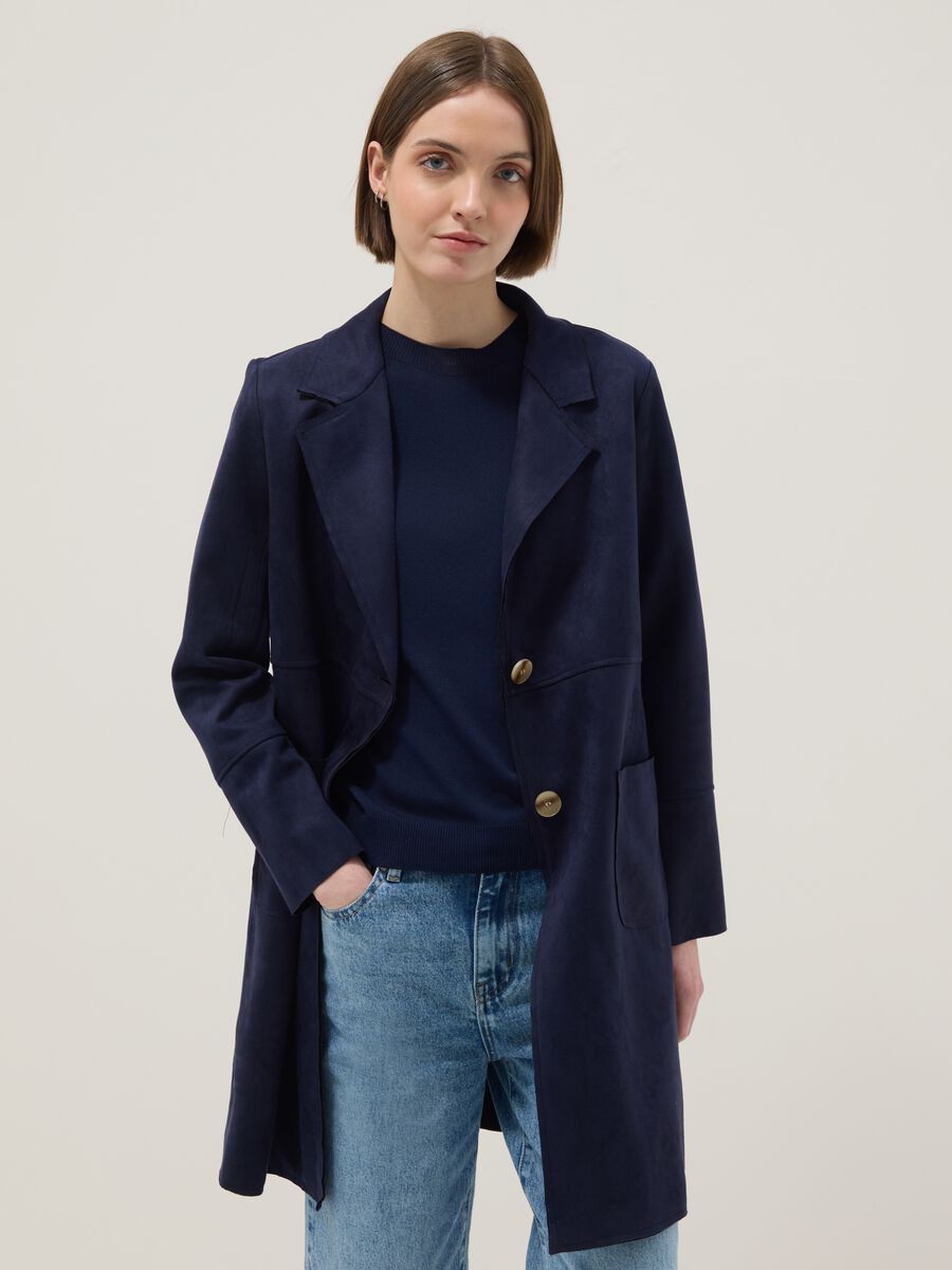 Giacca leggera blu regular fit con tasche ampie_1