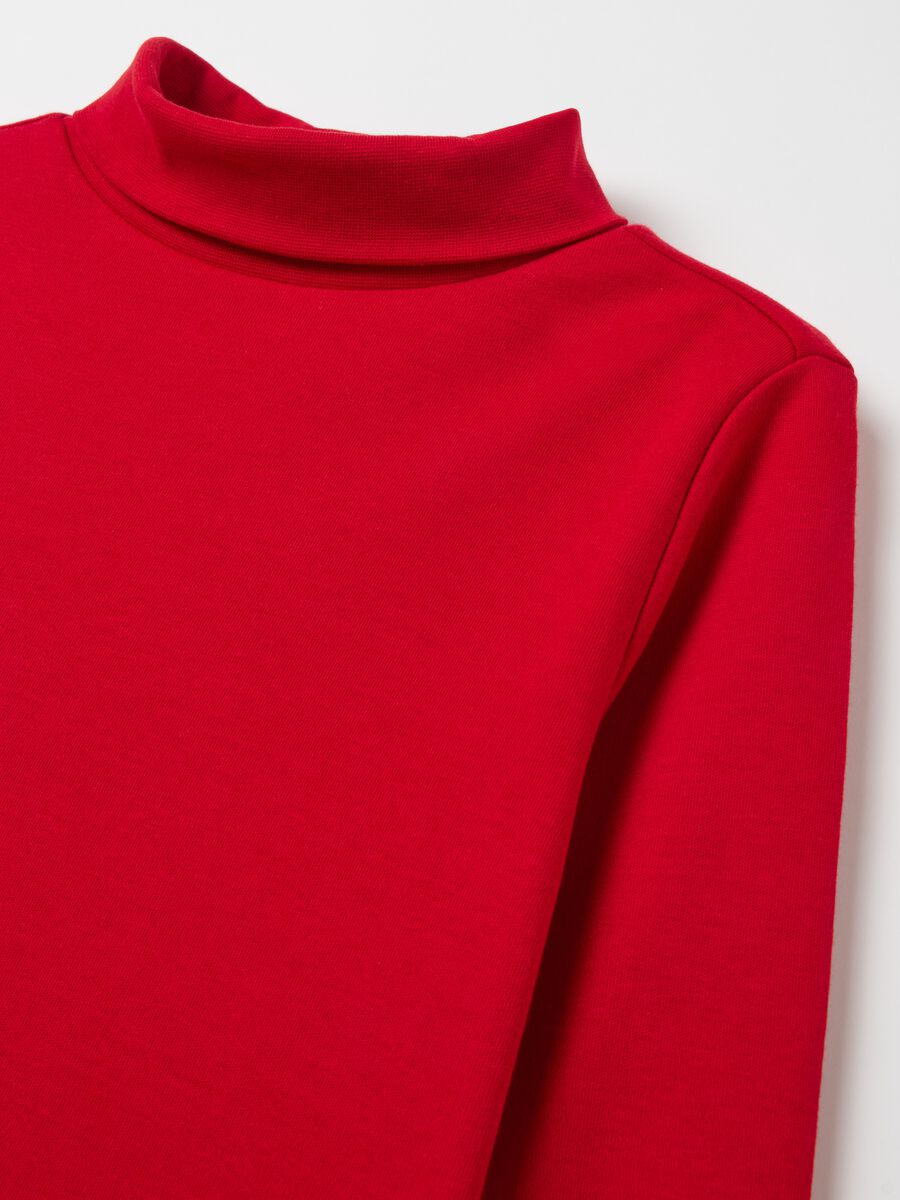 Solid colour T-shirt with high collar_2