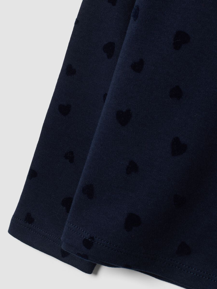 Maglia blu notte dolcevita in puro cotone a cuori_3