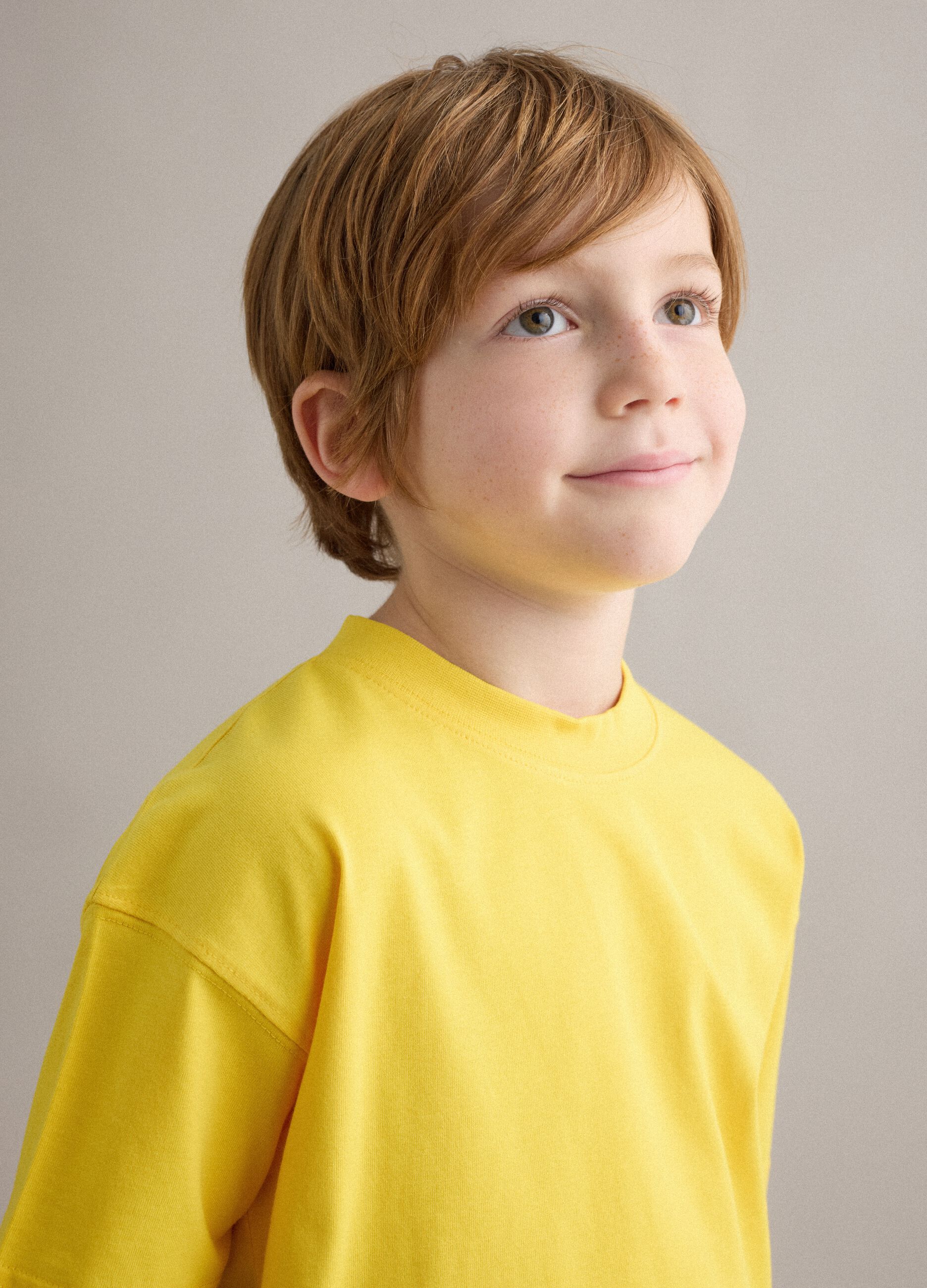 Kids' oversized fit yellow pure cotton t-shirt