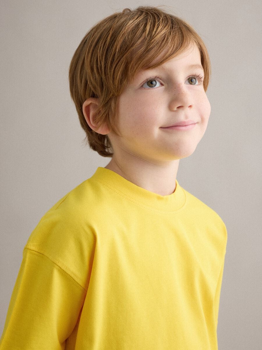 Kids' oversized fit yellow pure cotton t-shirt_2