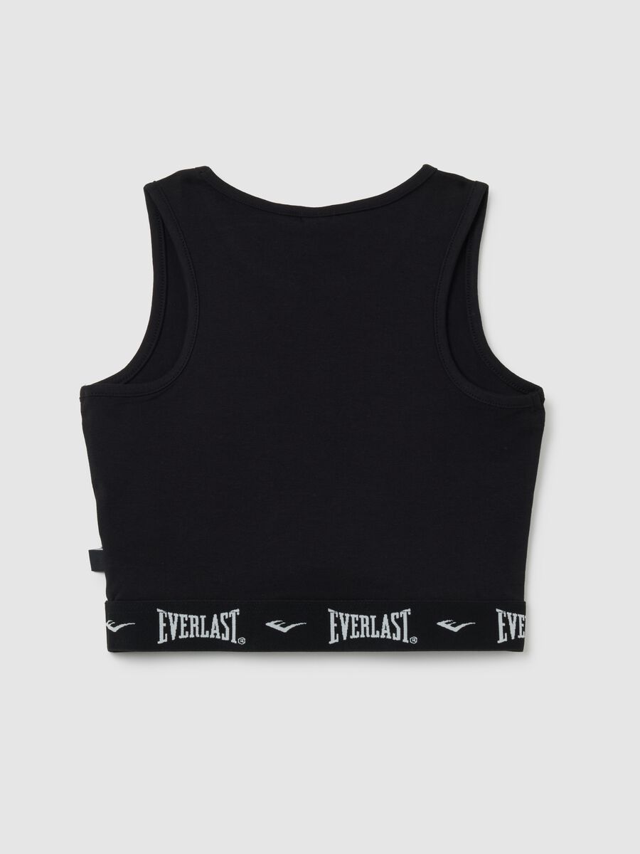 Top da ragazze in cotone nero fitted con logo Everlast_1