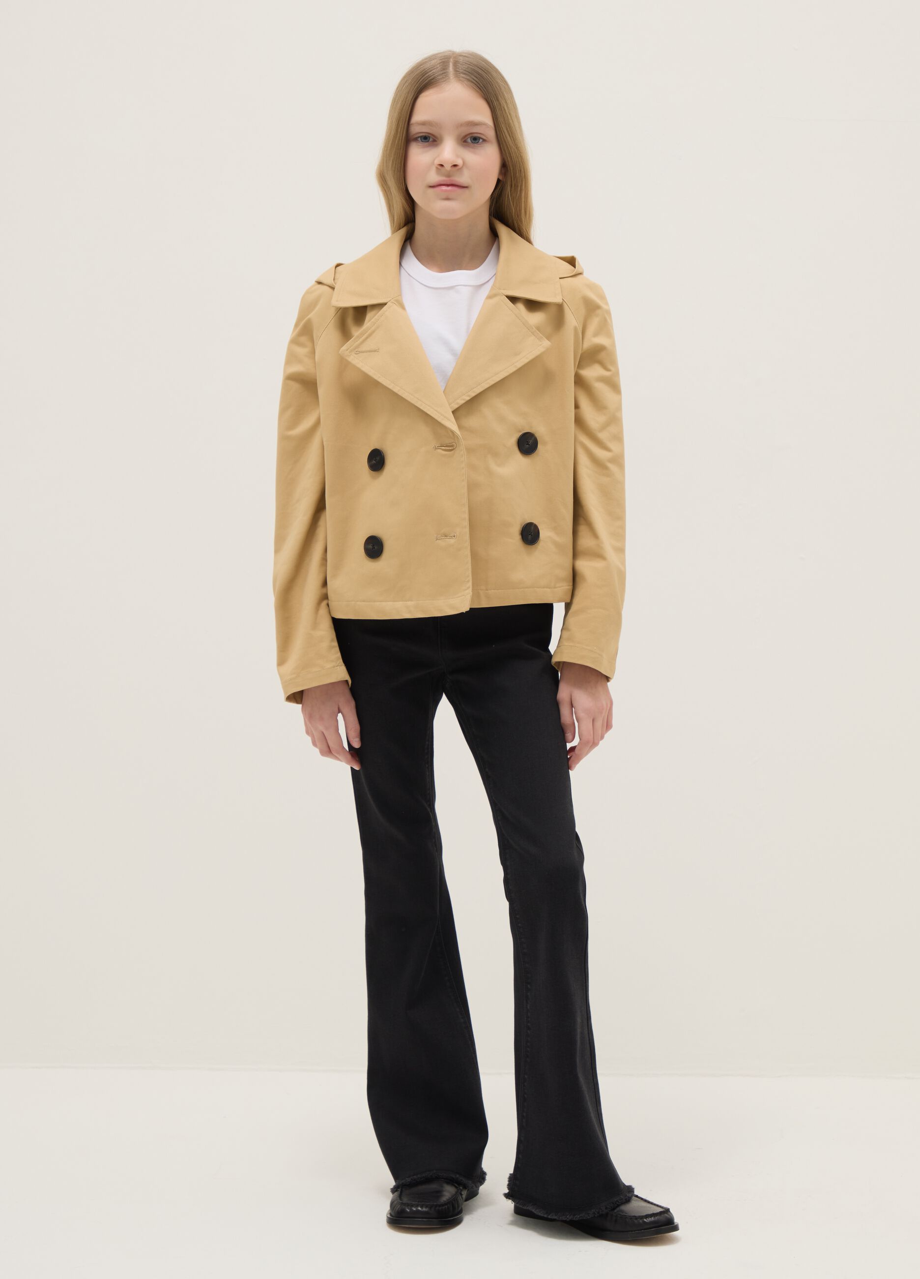 Black Stretch Cotton Flare Fit Girls' Jeggings