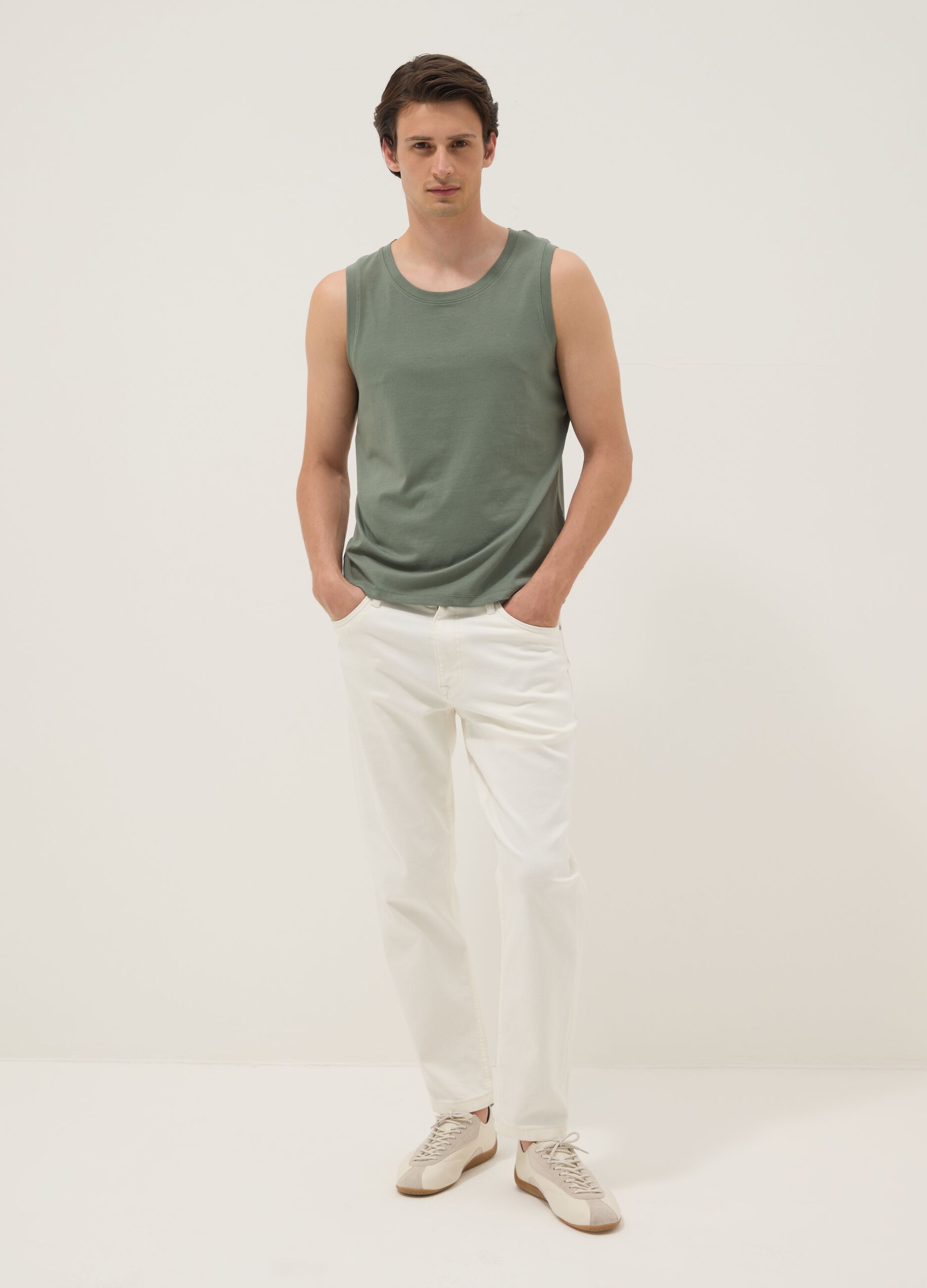 Green pure cotton tank top