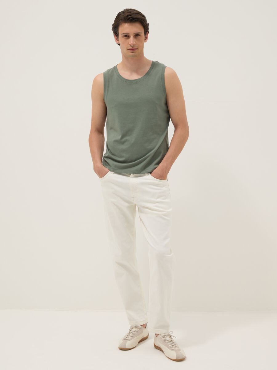 Green pure cotton tank top_1