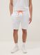White cotton-blend Bermuda shorts with elasticated waistband_1