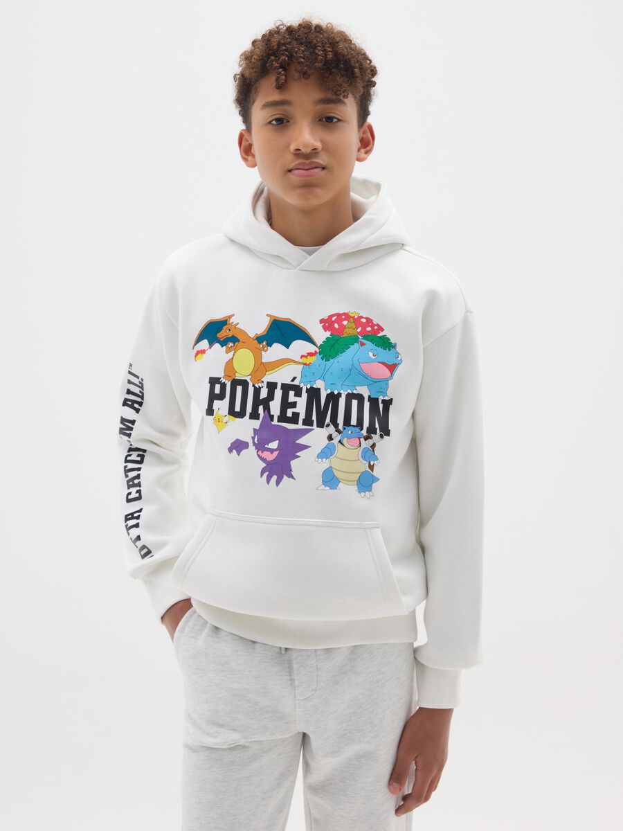 Felpa da bambino in misto cotone bianca con stampa Pokémon_0